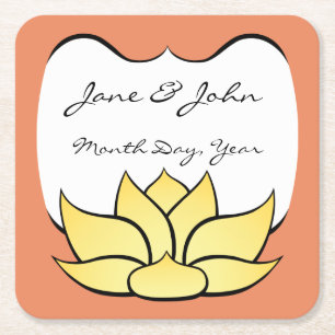 Exquisite Lotus in Sun Kissed Paper Coaster