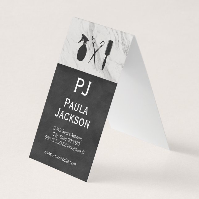 Exquisite Lux Texture Monogram and Marble Trim Business Card (Front)