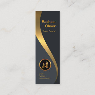 Exquisite Luxurious Gold Wave Fine Dining Caterer Mini Business Card