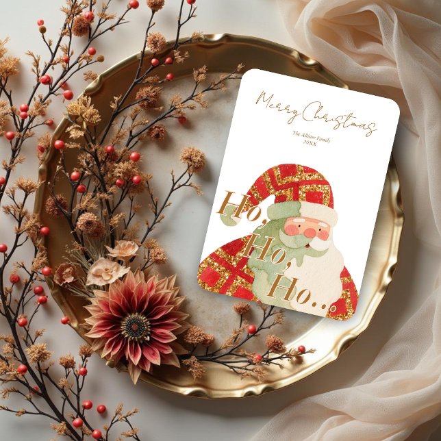 Exquisite Luxury Christmas Cute Santa Claus Holiday Card (Exquisite Luxury Christmas Digital Watercolor Cute Santa Claus Holiday Cards. )