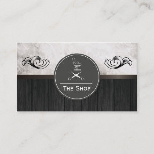 Exquisite Marble Wood Trim Barber Business Card