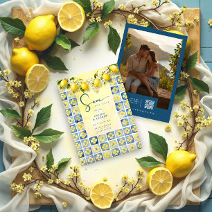 Exquisite Mediterranean Tiles Floral Lemons Photo Save The Date