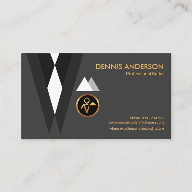 Exquisite Modern Suit Professional Butler Business Card (Front)