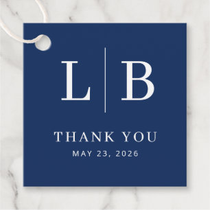 Exquisite Navy Initials Design Favour Tags
