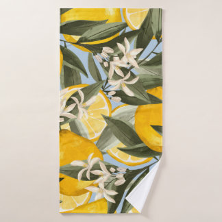 Exquisite pattern with yellow bergamot fruits, cit bath towel