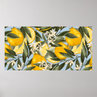 Exquisite pattern with yellow bergamot fruits, cit