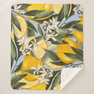 Exquisite pattern with yellow bergamot fruits, cit sherpa blanket