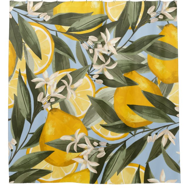 Exquisite pattern with yellow bergamot fruits, cit shower curtain (Front)