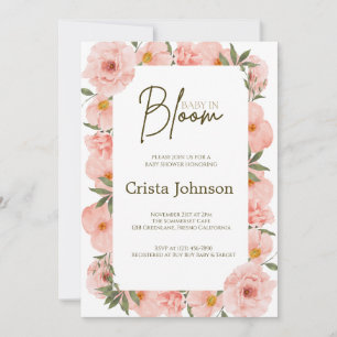 Exquisite Peach Floral Baby Shower  Invitation