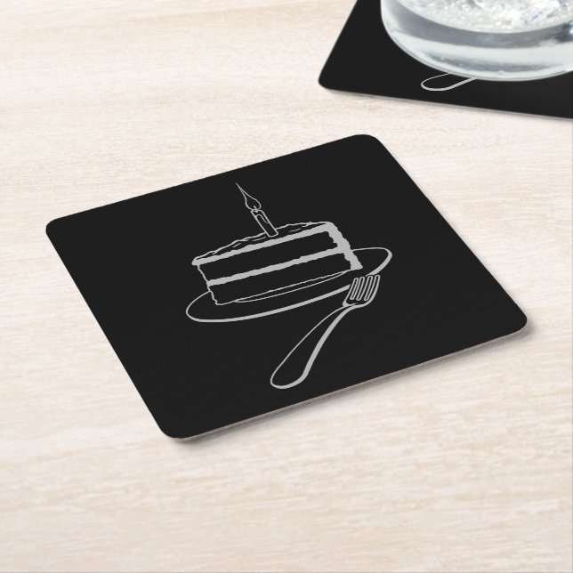 Exquisite Piece of Cake Design,  Birthday or Event Square Paper Coaster (Angled)