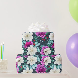 Exquisite Pink and Cream Flowers Wrapping Paper
