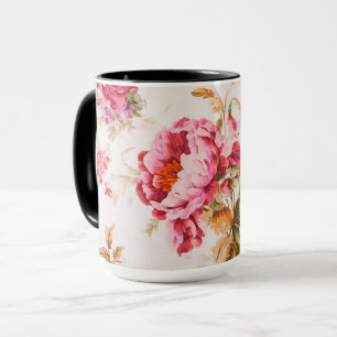Exquisite Pink and Orange Flowers. Shabby Chic Mug