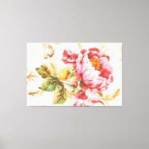 Exquisite Pink and Yellow Flowers. Shabby Chic Canvas Print
