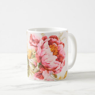 Exquisite Pink and Yellow Flowers. Shabby Chic Coffee Mug