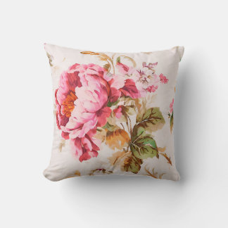 Exquisite Pink and Yellow Flowers. Shabby Chic Cushion
