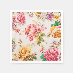 Exquisite Pink and Yellow Flowers. Shabby Chic Napkin