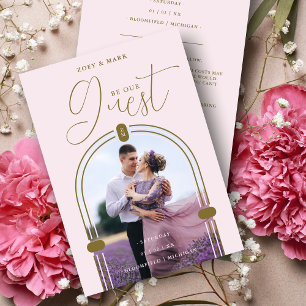 Exquisite Pink Arch Photo & Initials QR Code Save The Date