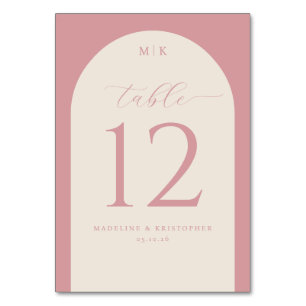 Exquisite Pink Calligraphy Table Number