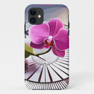 Exquisite Pink Orchid Rests on Silver Plate Case-Mate iPhone Case