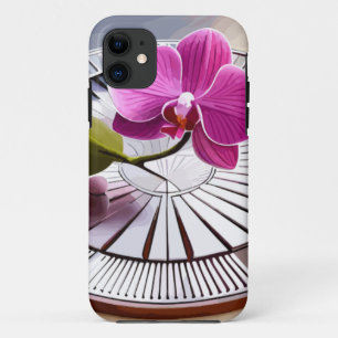 Exquisite Pink Orchid Rests on Silver Plate  Case-Mate iPhone Case