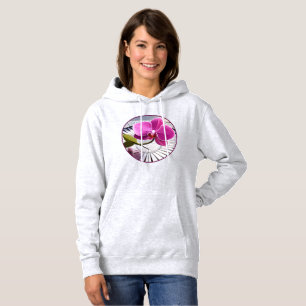 Exquisite Pink Orchid Rests on Silver Plate Hoodie