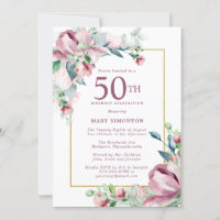 Exquisite Pink Rose Floral 50th Birthday