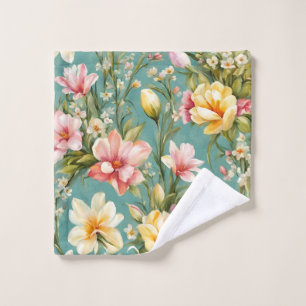 Exquisite Pink, Yellow Magnolia with White Flowers Bath Towel Set