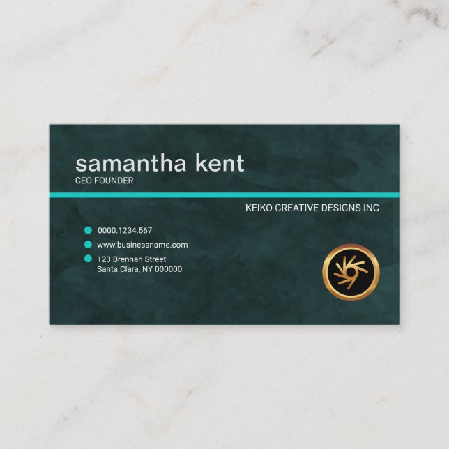 Exquisite Plain Simple Cyan Grunge Founder CEO Business Card (Front)