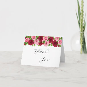 exquisite red and pink floral thank you card