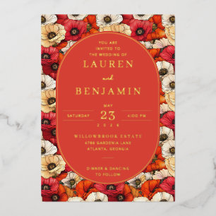 Exquisite Red Floral Wedding Invitation