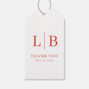 Exquisite Red Initials Thank You Gift Tags