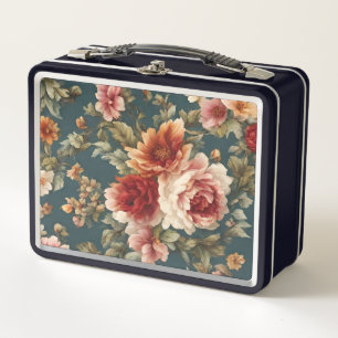 Exquisite Romantic Roses and Beautiful Flowers Metal Lunch Box