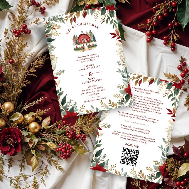 Exquisite Rustic Barn Farmhouse Fall Floral Frame Save The Date (Exquisite Rustic Christmas Country Church Style with Delicate Narrow Botanical Christmas Wildflowers)