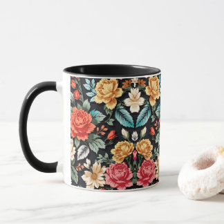 Exquisite Seamless Floral Pattern Elegant and Time Mug