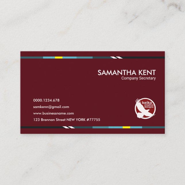Exquisite Tabs Maroon Company Secretary Business Card (Front)