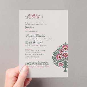 Exquisite Translucent Soft Stone & Floral Wedding  Acrylic Invitations