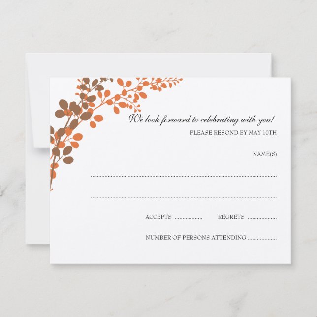 Exquisite Vines (Bronze & Orange) RSVP Postcard (Front)