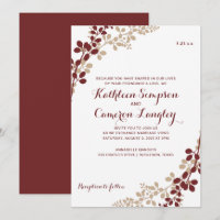 Exquisite Vines Invitation- Burgundy & Tan