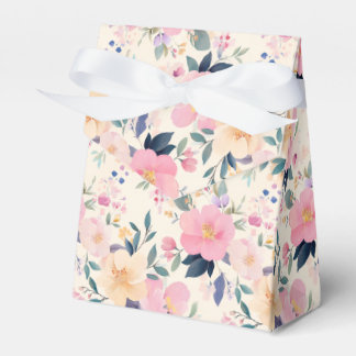 Exquisite Watercolor Floral Cream Pink Botanical Favour Box