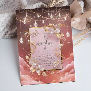 Exquisite Whimsical Clouds and Stars Wedding Invitation