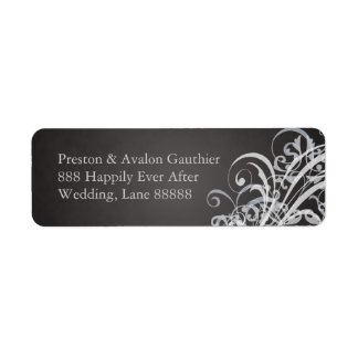Exquisite White Scroll Black Wedding Address Label