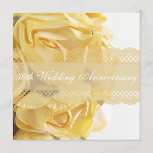 Exquisite Yellow Roses Wedding Anniversary Party Invitation