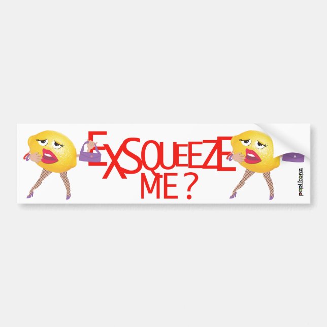 'exsqueeze me?' funny lemon humourous bumper sticker (Front)