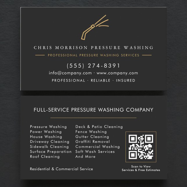 Exterior Cleaning Power Washing QR Code Business Card (Creator Uploaded)