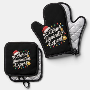 Exterior Illumination Expert Christmas Light Decor Oven Mitt & Pot Holder Set