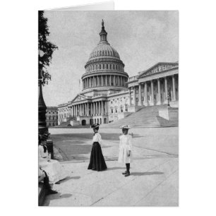 Exterior of the Capitol building with women