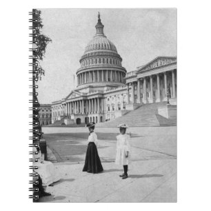 Exterior of the Capitol building with women Spiral Notebook