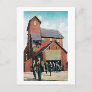 Exterior View of a Mine, Workers Exiting Postcard
