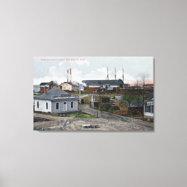 Exterior View of Clark-Nickerson Lumber Co Canvas Print (Front)