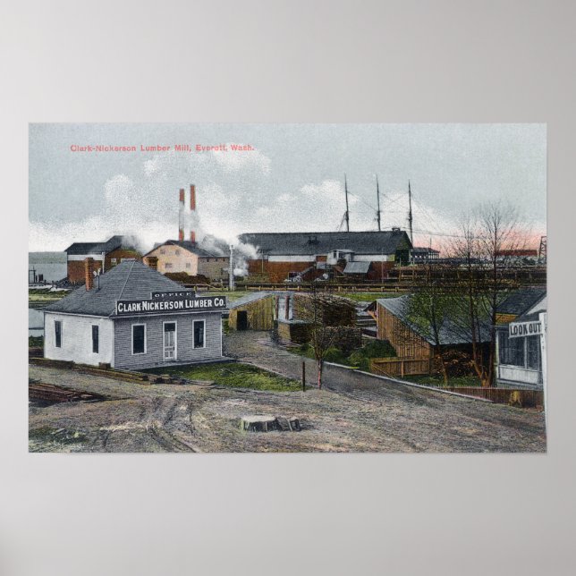 Exterior View of Clark-Nickerson Lumber Co Poster (Front)